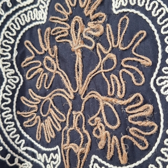 NWT Label Ritu Kumar Navy Janette Midi Dress Embroidred Pleated Womens Size L - Picture 8 of 10